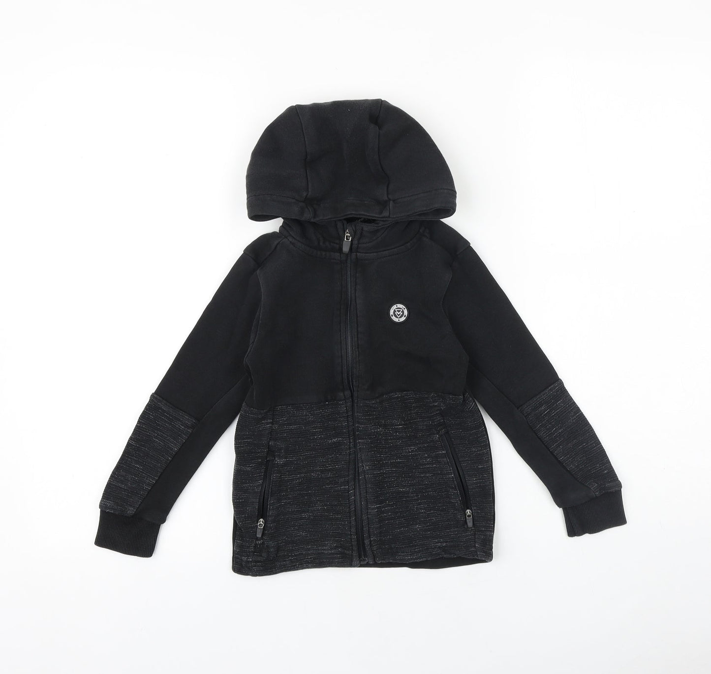 George Boys Black Cotton Full Zip Hoodie Size 5-6 Years Zip
