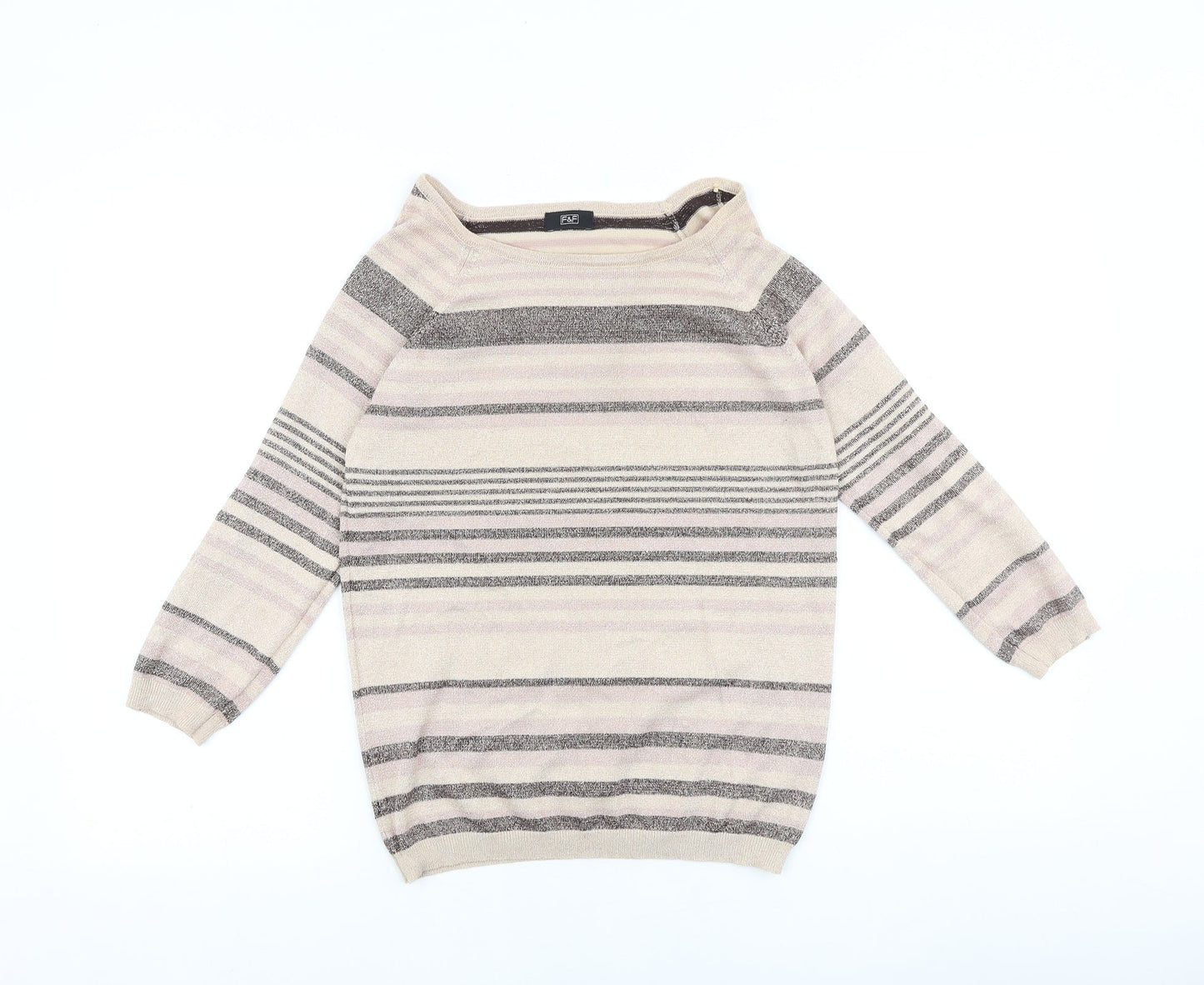 NEXT Womens Multicoloured Boat Neck Striped Chlorofibre Pullover Jumper Size 8