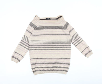 Next Womens Multicoloured Boat Neck Striped Chlorofibre Pullover Jumper Size 8