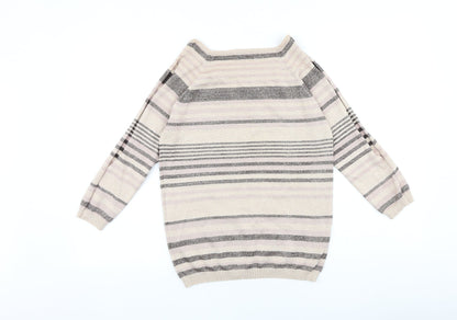 Next Womens Multicoloured Boat Neck Striped Chlorofibre Pullover Jumper Size 8