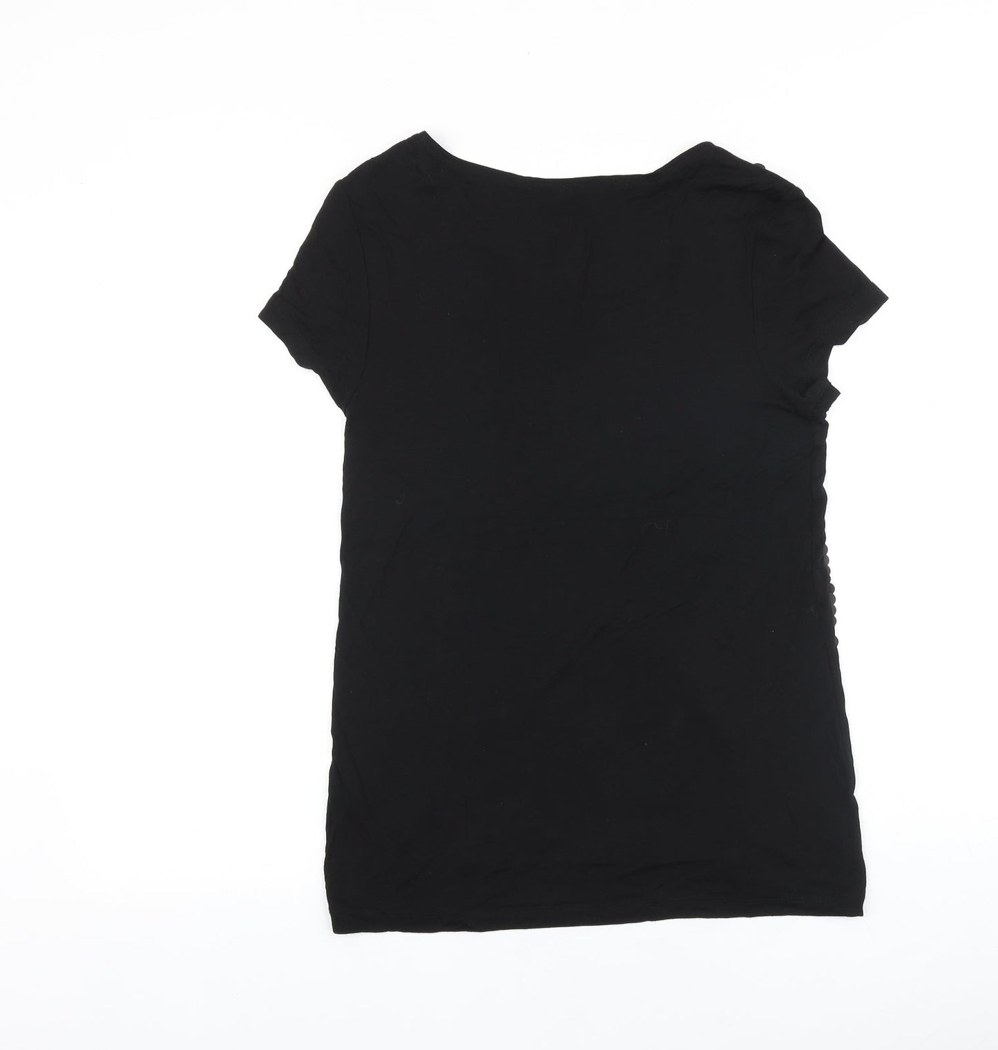 NEXT Womens Black Viscose Basic T-Shirt Size 10 Scoop Neck
