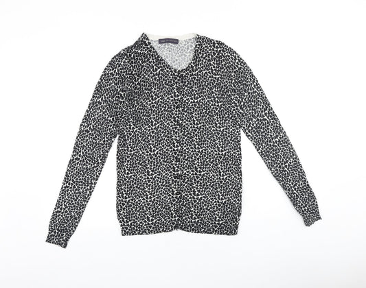 Marks and Spencer Womens Black Scoop Neck 100% Cotton Cardigan Jumper Size 8