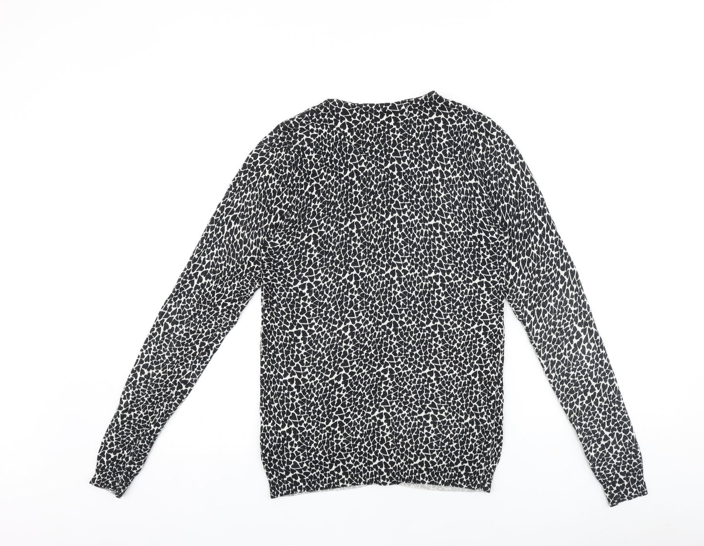 Marks and Spencer Womens Black Scoop Neck 100% Cotton Cardigan Jumper Size 8