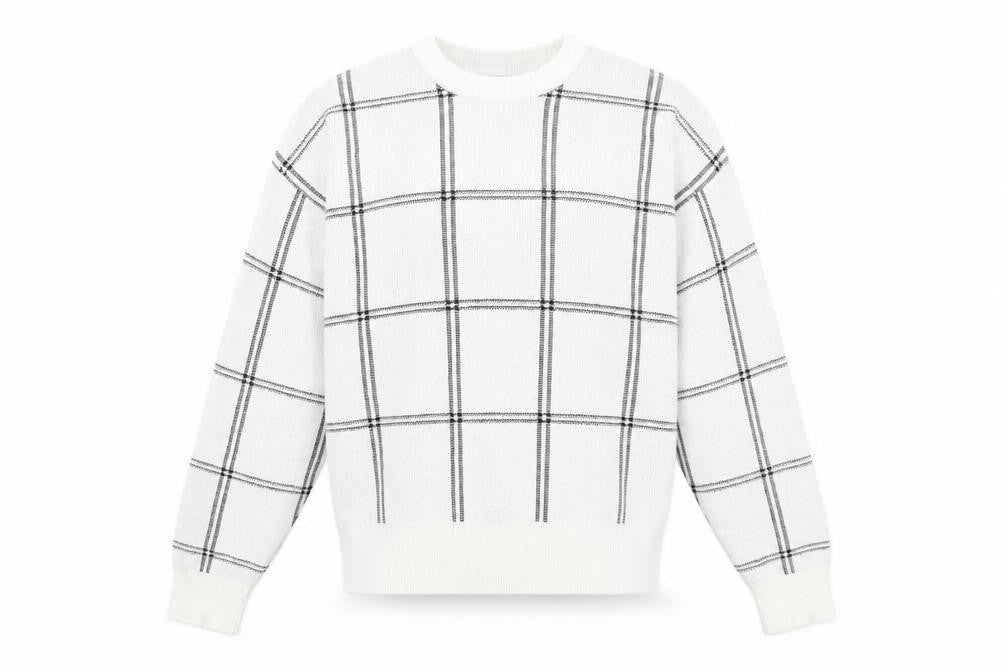 New Look Womens White Check 100% Cotton Pullover Sweatshirt Size S Pullover