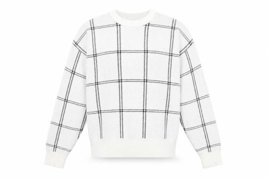 New Look Womens White Check 100% Cotton Pullover Sweatshirt Size S Pullover