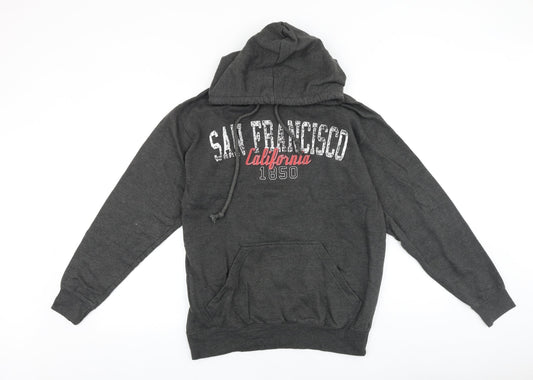 Preloved Point Sportswear Mens Grey Cotton Pullover Hoodie Size M - San Francisco - Front
