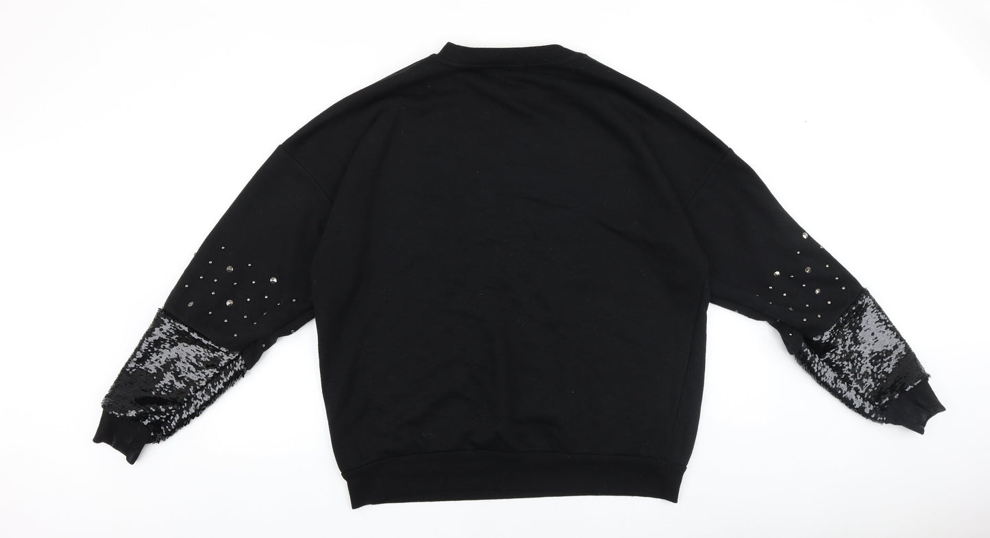 Primark Womens Black Cotton Pullover Sweatshirt Size XS Pullover