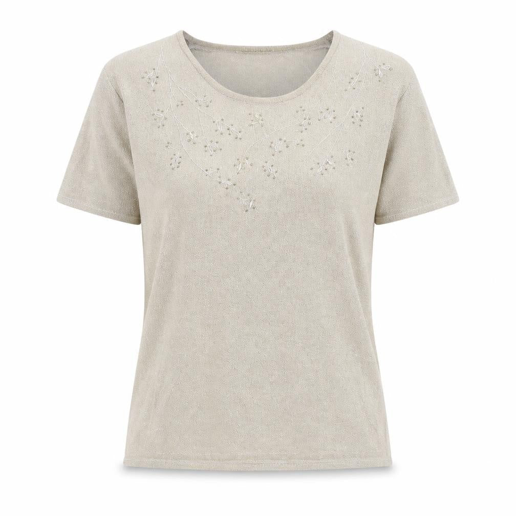 Viz a Viz Womens Gold Polyamide Basic T-Shirt Size 14 Round Neck