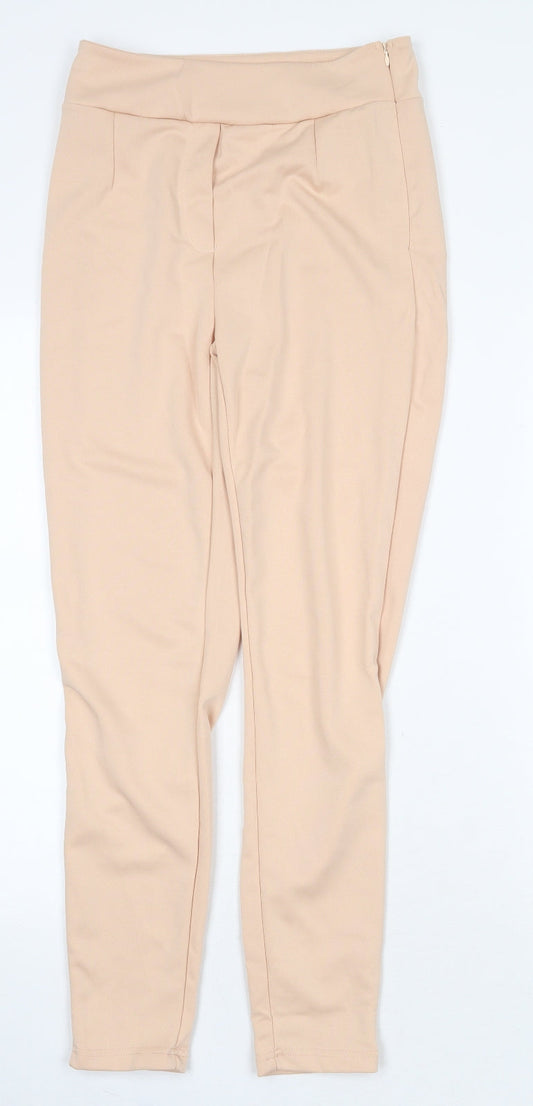 Chicme Womens Pink Polyester Trousers Size S Regular Zip