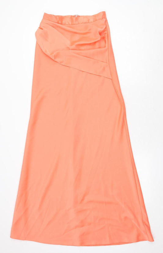 ASOS Womens Pink Polyester A-Line Size 8 Off the Shoulder Zip - Pleat Detail