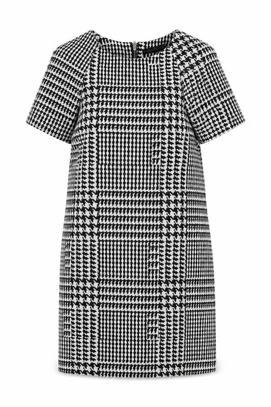 Atmosphere Womens Black Plaid Polyester Shift Size 10 Boat Neck Zip
