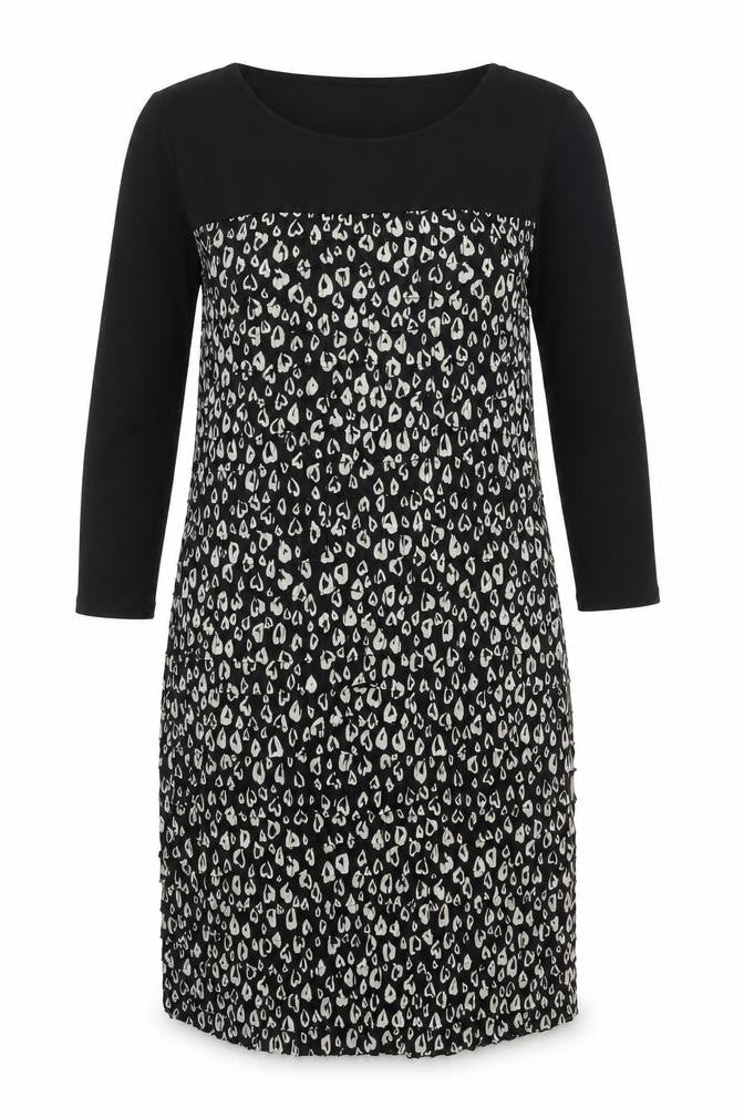 M&Co Womens Black Animal Print Polyester Sheath Size 14 Boat Neck Pullover - Leopard Print
