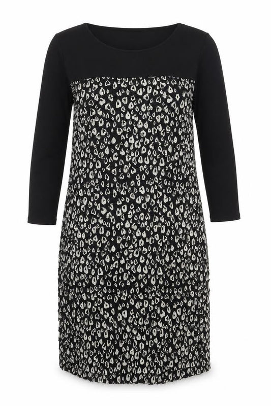M&Co Womens Black Animal Print Polyester Sheath Size 14 Boat Neck Pullover - Leopard Print