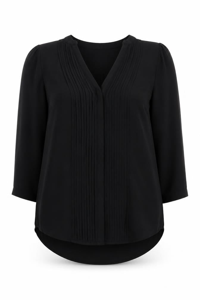 H&M Womens Black Polyester Basic Blouse Size 8 V-Neck