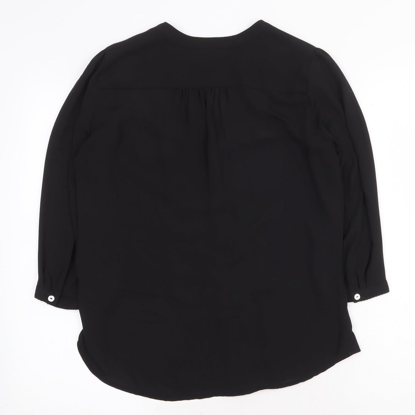 H&M Womens Black Polyester Basic Blouse Size 8 V-Neck