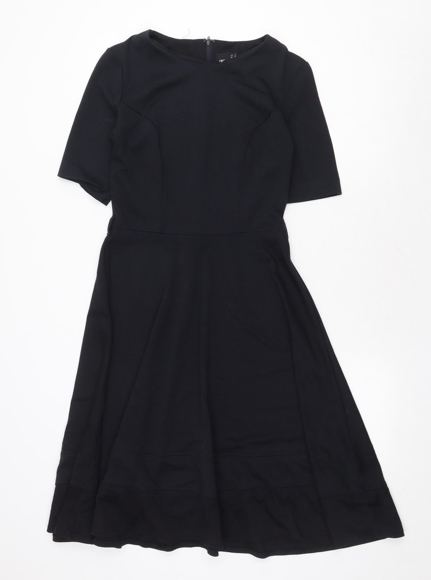 ASOS Womens Blue Polyester Fit & Flare Size 10 Boat Neck Zip