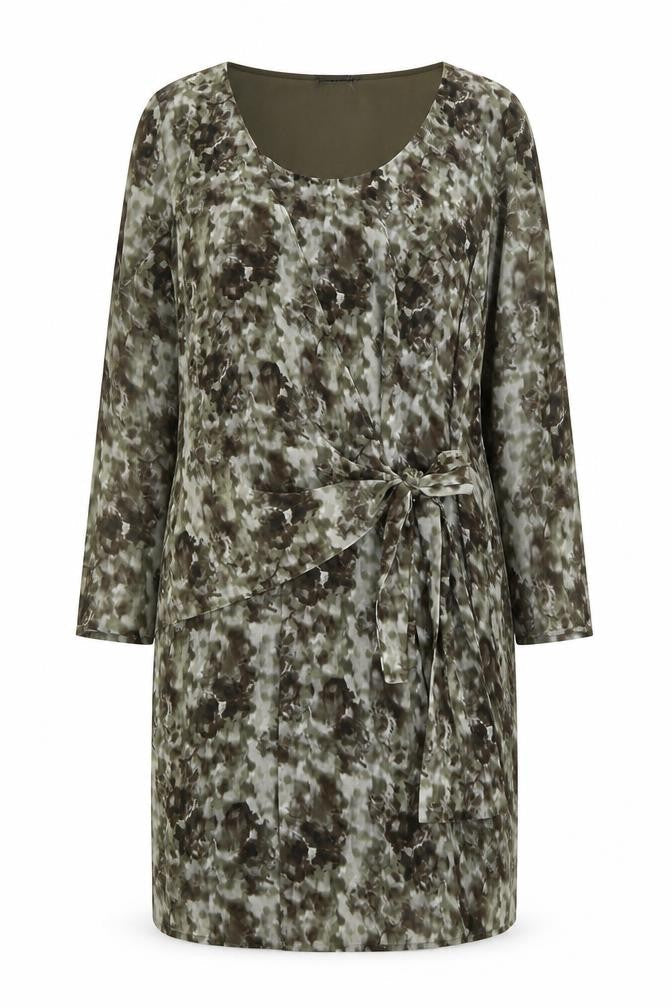 IKKS Womens Green Geometric Polyester Sheath Size 12 Boat Neck Zip - Tie Detail