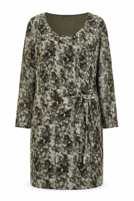 IKKS Womens Green Geometric Polyester Sheath Size 12 Boat Neck Zip - Tie Detail