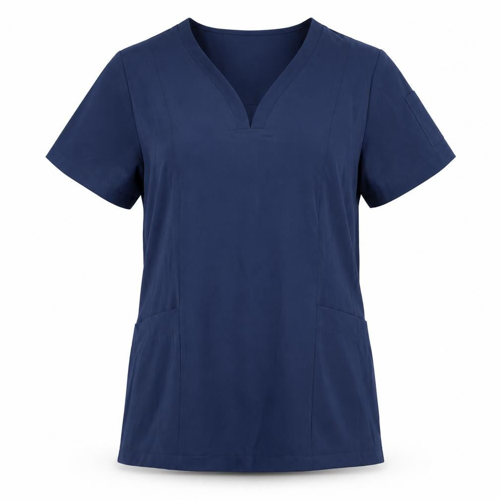 NiaaHinn Womens Blue Polyester Basic Blouse Size M V-Neck