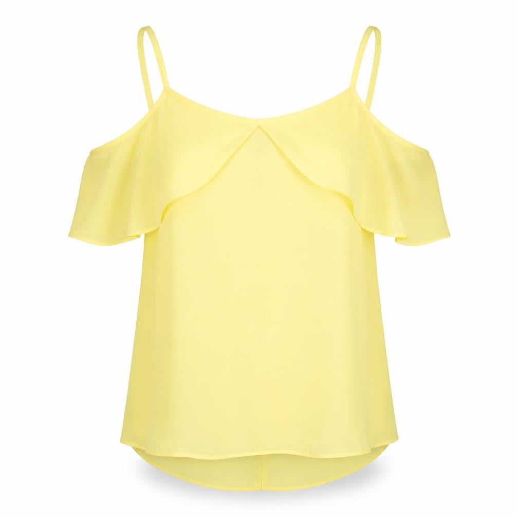 Peacocks Womens Yellow Polyester Basic Tank Size 12 Round Neck