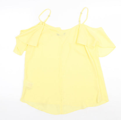 Peacocks Womens Yellow Polyester Basic Tank Size 12 Round Neck