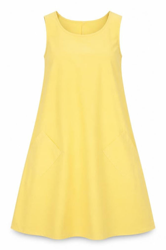 Womens Yellow Polyester A-Line Size S Scoop Neck Pullover