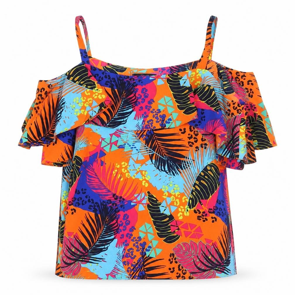 George Womens Multicoloured Geometric Polyester Basic Blouse Size 10 Square Neck