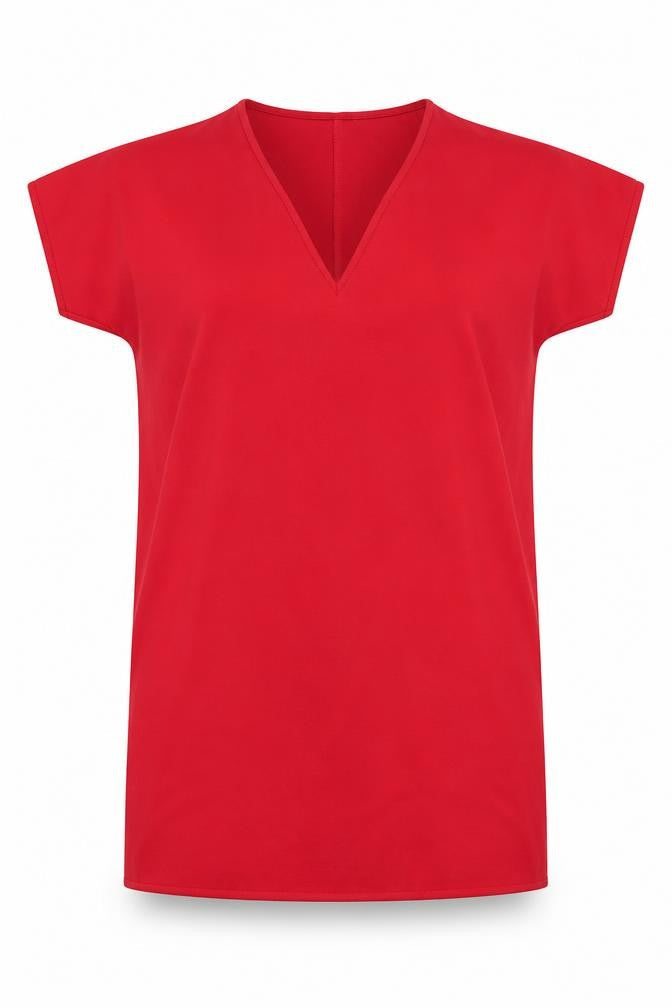 Boohoo Womens Red Polyester Shift Size 10 V-Neck Pullover