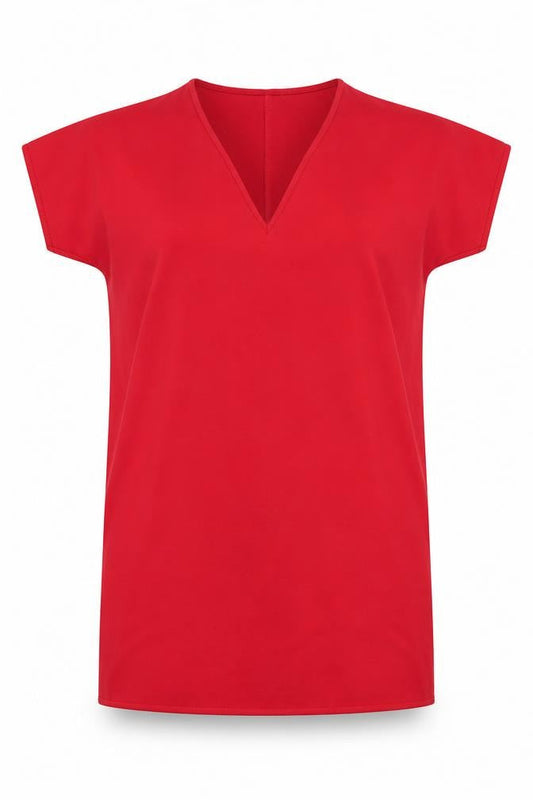 Boohoo Womens Red Polyester Shift Size 10 V-Neck Pullover