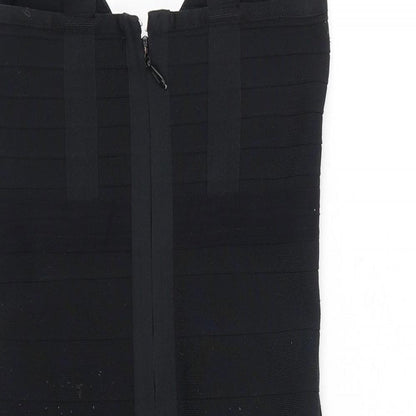 Boohoo Womens Black Polyester Bodycon Size 10 V-Neck Zip