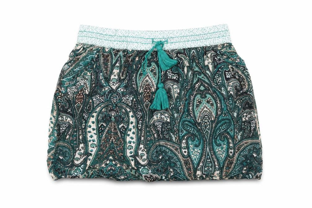 Natura Womens Multicoloured Geometric Viscose Mini Skirt Size M Drawstring