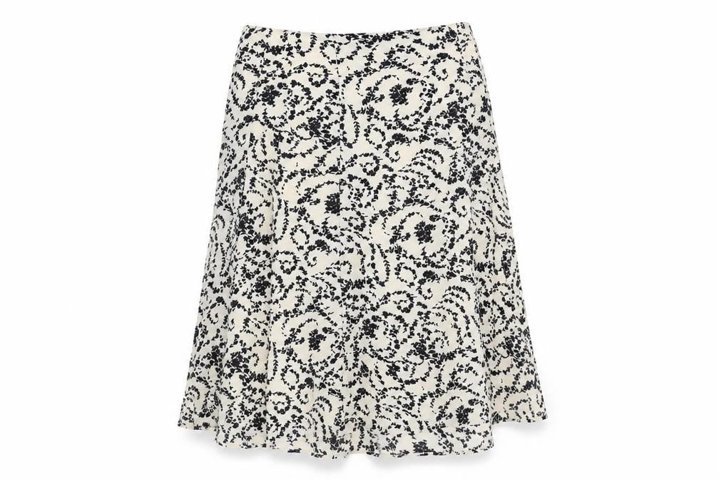 ICHI Womens White Floral Polyester Swing Skirt Size 10 Zip