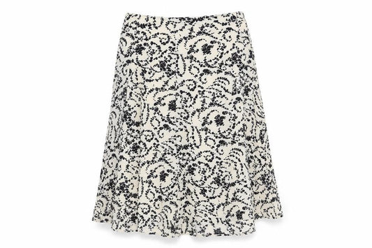 ICHI Womens White Floral Polyester Swing Skirt Size 10 Zip