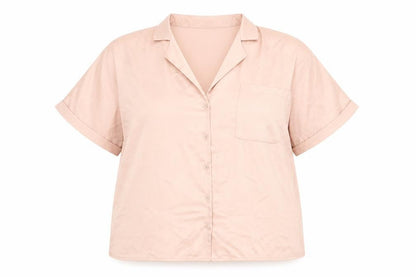 Boohoo Womens Pink Polyester Basic Button-Up Size 14 Collared