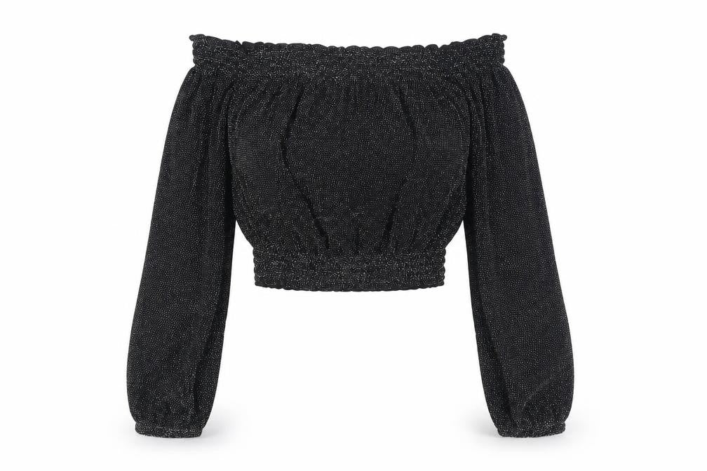 H&M Womens Black Polyamide Cropped Blouse Size XS Off the Shoulder