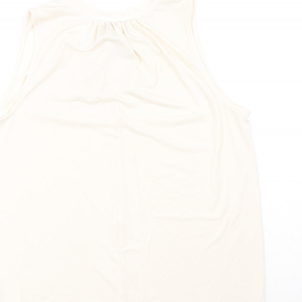 H&M Womens Ivory Polyester Basic Tank Size S Scoop Neck - Tie Neck Detail