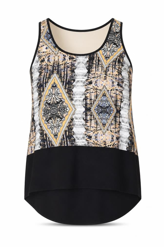 River Island Womens Multicoloured Geometric Polyester Basic Tank Size 12 Round Neck