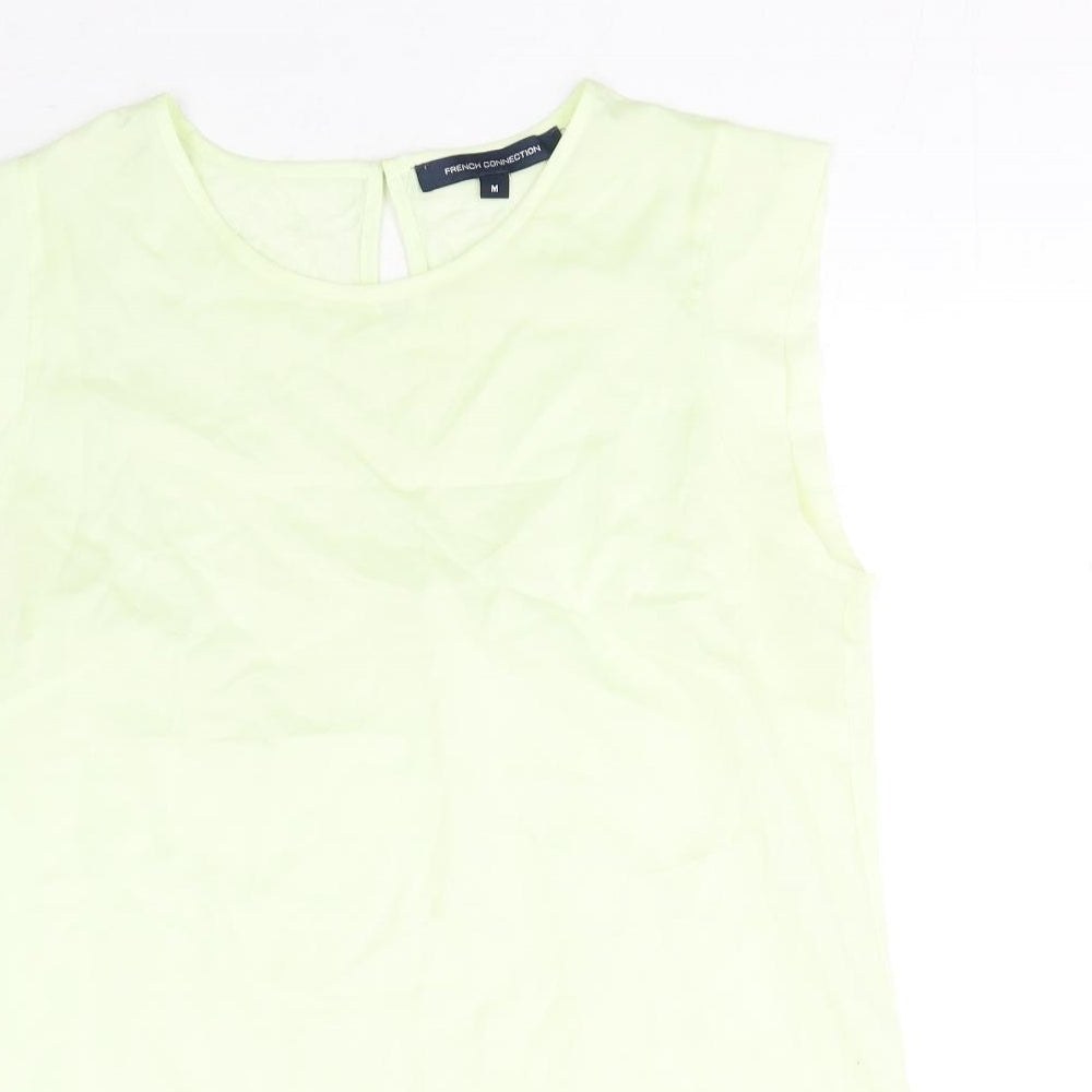 French Connection Womens Green Polyester Basic Blouse Size M Round Neck