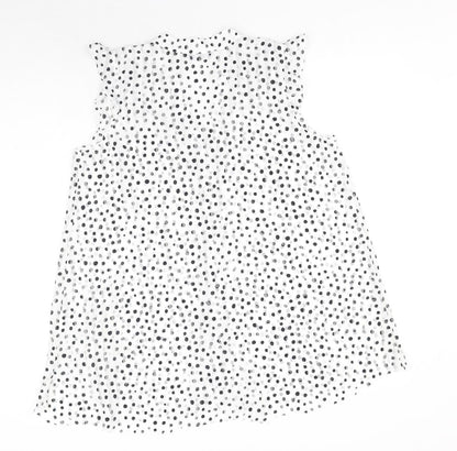 Roman Womens White Polka Dot Polyester Basic Blouse Size 12 V-Neck
