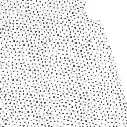 Roman Womens White Polka Dot Polyester Basic Blouse Size 12 V-Neck