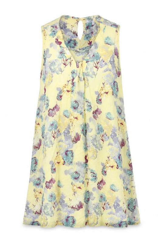 Next Womens Yellow Floral Viscose Trapeze & Swing Size 8 V-Neck Button