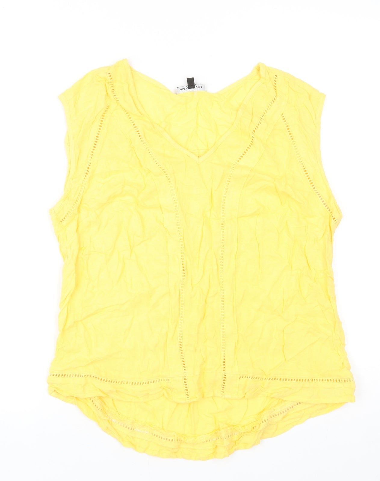 Warehouse Womens Yellow Polyester Basic Tank Size 12 V-Neck