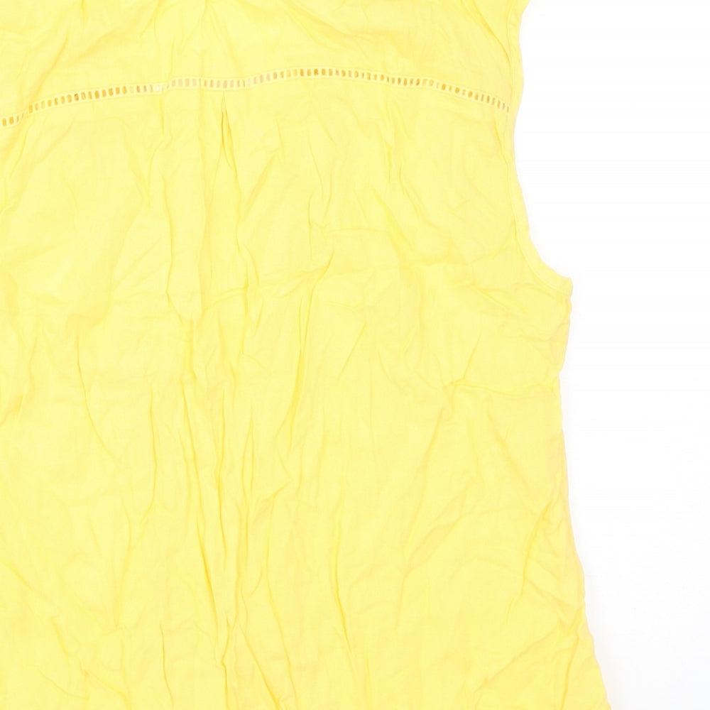 Warehouse Womens Yellow Polyester Basic Tank Size 12 V-Neck