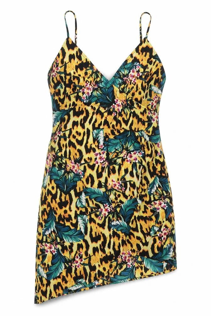 ASOS Womens Multicoloured Geometric Polyester Slip Dress Size 6 V-Neck Zip