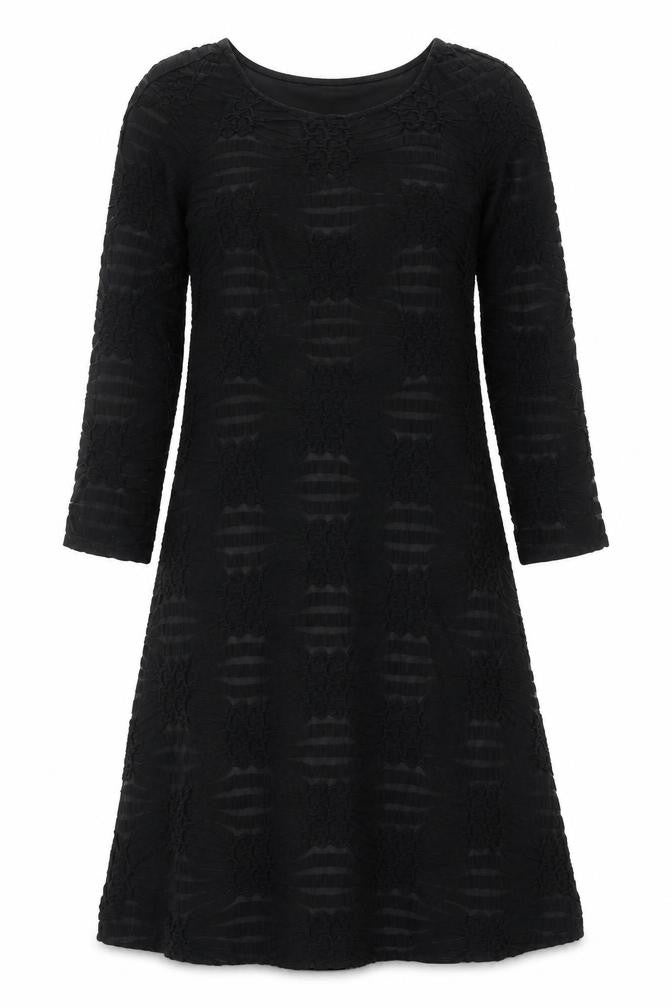 ECI Womens Black Geometric Polyester A-Line Size 6 Scoop Neck Zip