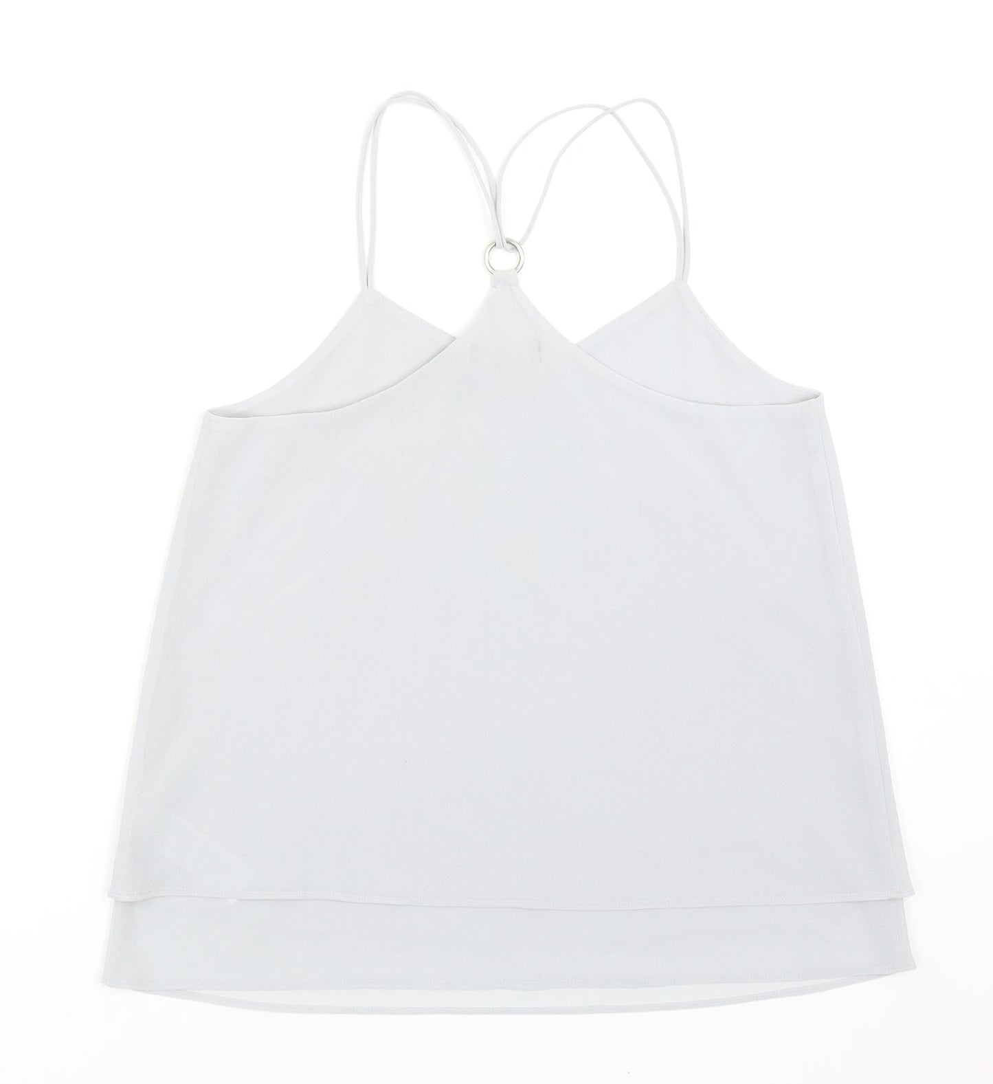 New Look Womens Grey Polyester Basic Tank Size 8 V-Neck