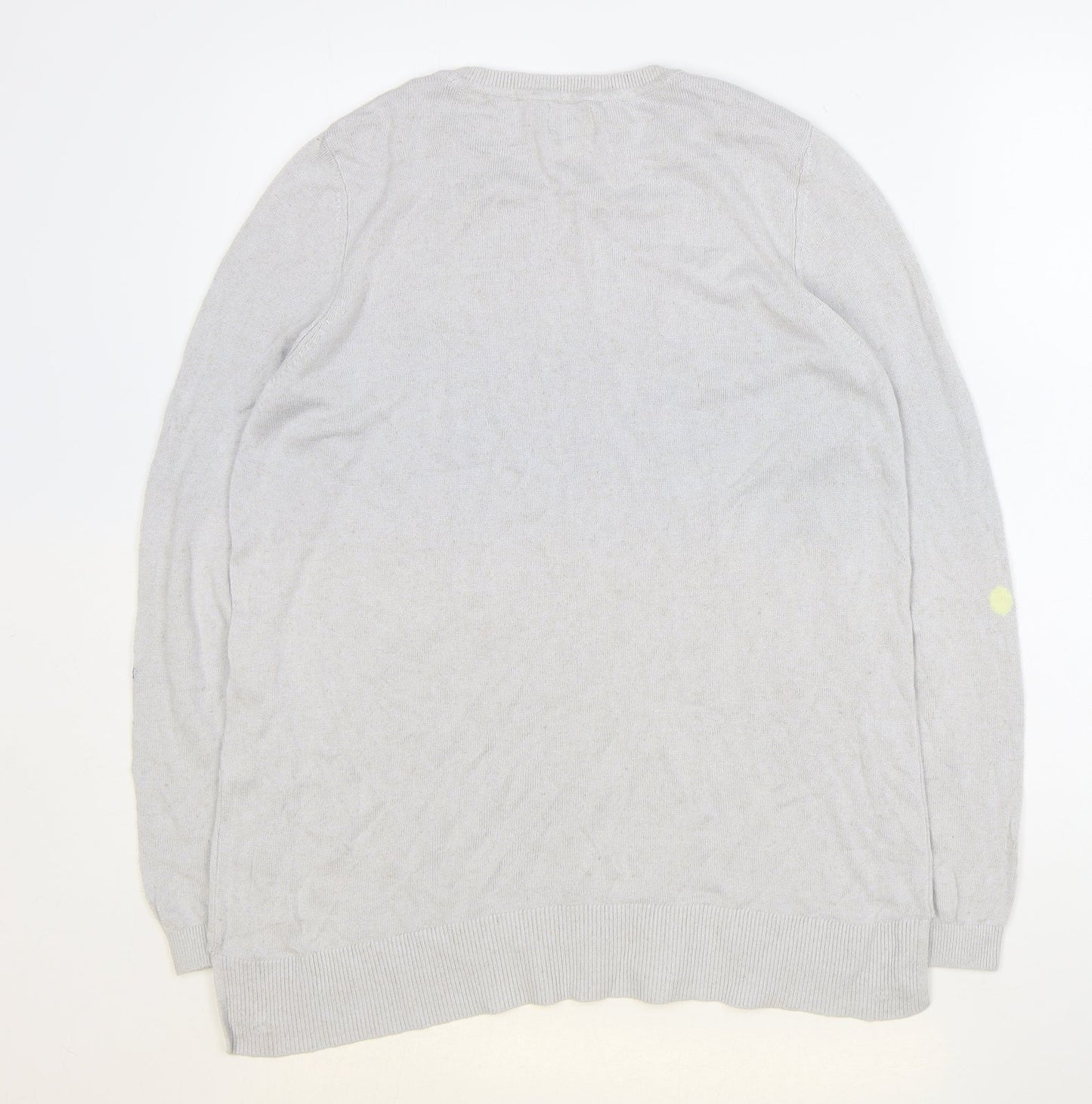 Monsoon Womens Grey Scoop Neck Geometric Viscose Pullover Jumper Size S - Hearts Arrows