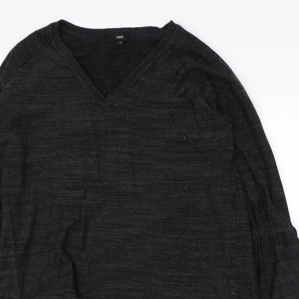 NEXT Womens Grey Cotton A-Line Size 16 V-Neck Pullover