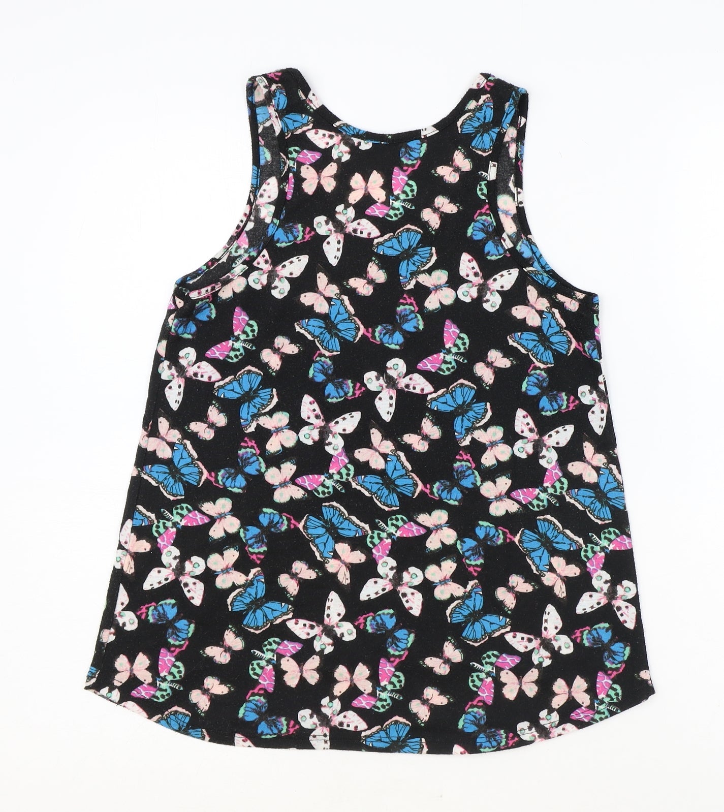 Atmosphere Womens Black Geometric Polyester Basic Tank Size 8 Round Neck - Butterfly Print