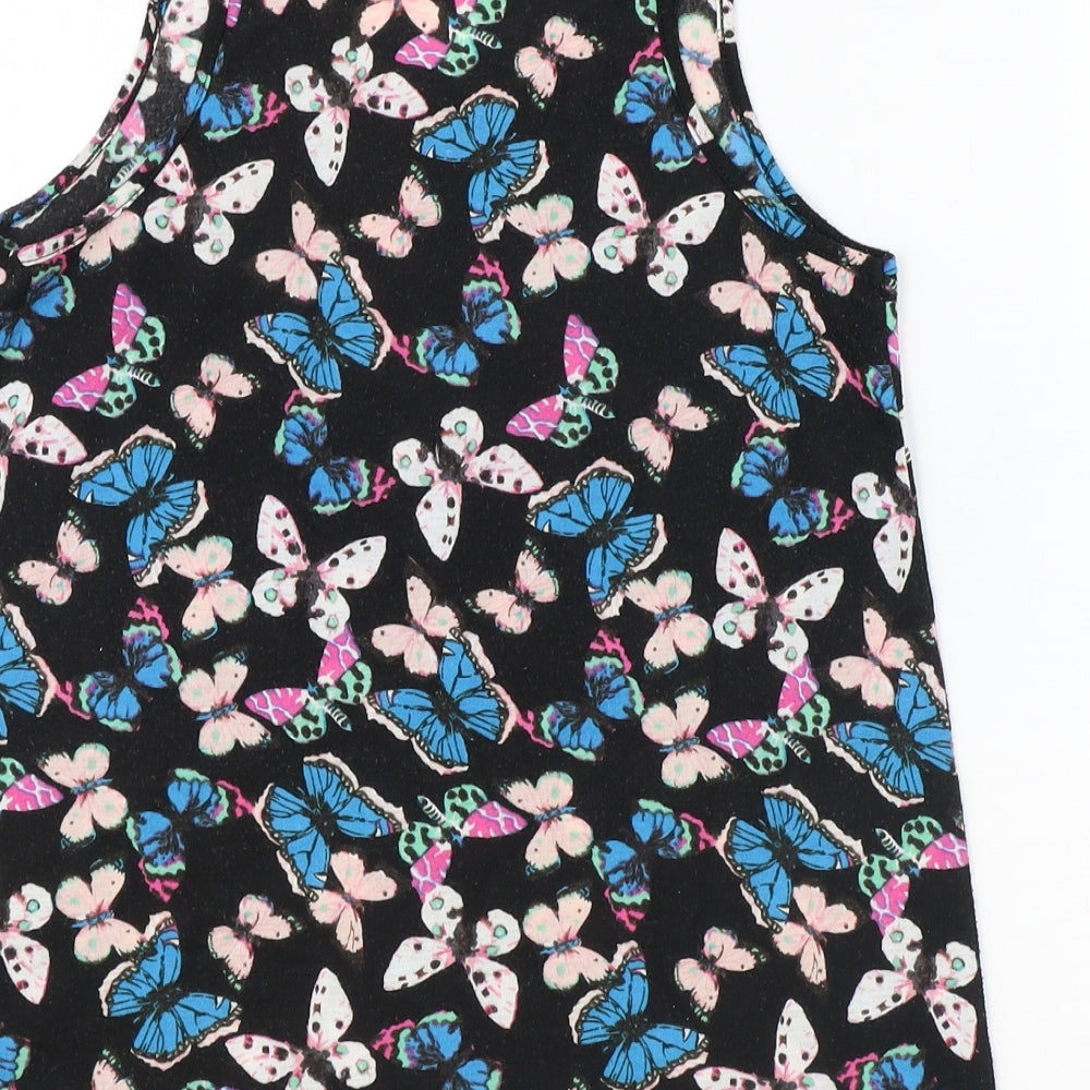 Atmosphere Womens Black Geometric Polyester Basic Tank Size 8 Round Neck - Butterfly Print
